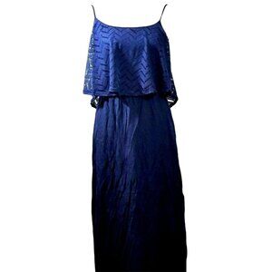 Women's Maxi Summer Dress JUST BE  Sleeveless Navy Crochet Top Boho Sz 1X
